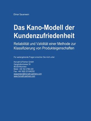 cover image of Das Kano-Modell der Kundenzufriedenheit